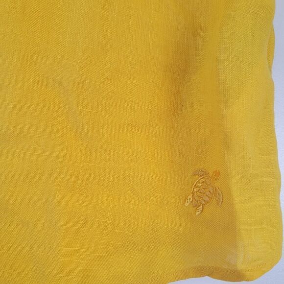 Vilebrequin 100% Linen Button Up Shirt Yellow Men's Size XL Long Sleeve Collared - Picture 2 of 5